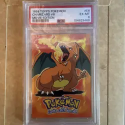 1999 TOPPS Pokemon Charizard #6 Movie Edition Graded Ex-Mt PSA 6 Very Rare - Image 1