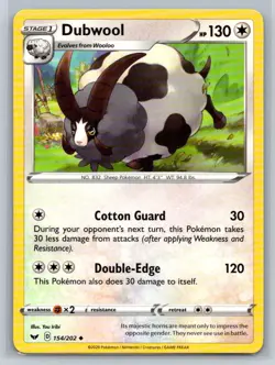 Dubwool #154/202 SWSH01: Sword & Shield Base Set Uncommon - Pokemon Cards E15 - Image 1