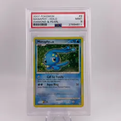 Pokemon TCG 2007 Diamond & Pearl Base Set 9/130 MANAPHY Holo PSA 9 Mint LOW POP - Image 2