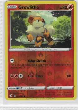 Growlithe 027/192 Common Rebel Clash Pokemon Reverse Holo Near Mint - Image 1