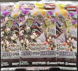 (3 Packs) English 1st Edition Yu-Gi-Oh! TCG Fists of the Gadgets Sealed Packs - Image 1