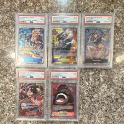 Bandai One Piece OP10/OP12/OP13 Alternate Art Graded Lot Luffy, Robin, Marco - Image 1