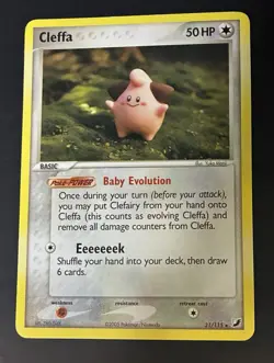 Cleffa 21/115 EX Unseen Forces Yuka Morii Rare Clay Art 2005 Pokemon TCG Card - Image 2