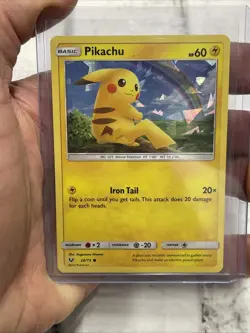 Pikachu 28/73 Cracked Ice Holo Promo Pokemon 2017 Shining Legends Deck MP Card - Image 1