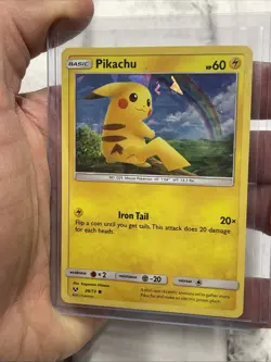 Pikachu 28/73 Cracked Ice Holo Promo Pokemon 2017 Shining Legends Deck MP Card - Image 2