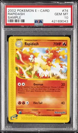 2002 POKEMON E-CARD SAMPLE #74 RAPIDASH PSA 10 - Image 1