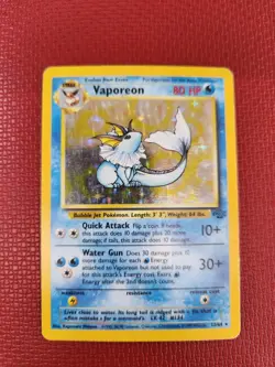Vaporeon 12/64 Jungle Set Holo Rare Vintage Pokemon Card MP/HP - Image 1