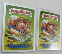 2 Card Lot Garbage Pail Kids 5A/B Coloring Brooke Ronnie Nose BOOK WORMS - Image 2