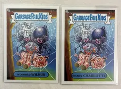 2 Card Lot Garbage Pail Kids Worried Wilbur Shady Charlotte 23a 23b BOOK WORMS - Image 1