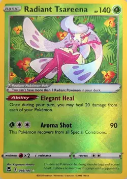 Radiant Tsareena 016/195 Radiant Rare Silver Tempest Pokemon Holo Near Mint - Image 1