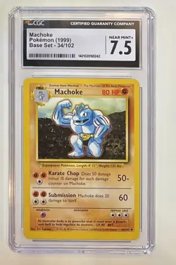 1999 Pokemon Machoke Base Set 34/102 CGC 7.5 Near Mint+ - Image 1