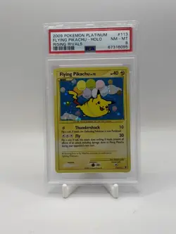 2009 Pokemon Platinum Rising Rivals 113/111 Flying Pikachu Holo PSA 8 NM Rare - Image 1