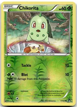 Pokemon Chikorita BREAKpoint BKP #1/122 Common Reverse Holo LP BUY 2, 1 FREE! - Image 1