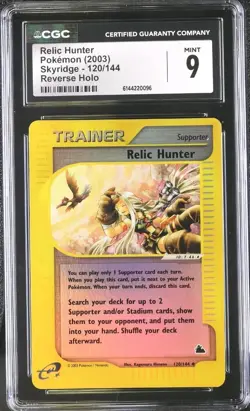 Relic Hunter 120/144 Reverse Holo Skyridge Pokemon CGC 9 MINT - Image 1