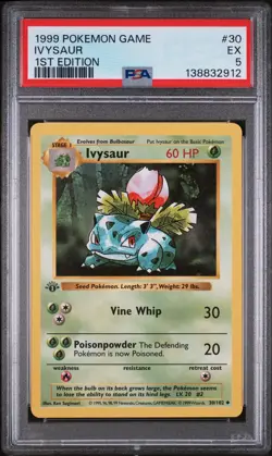 1999 POKEMON BASE SET 1ST EDITION #30 IVYSAUR PSA 5 - Image 1