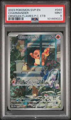 2023 Pokemon SVP EN Charmander Obsidian Flames Pokemon Center ETB #044 PSA 9 - Image 1