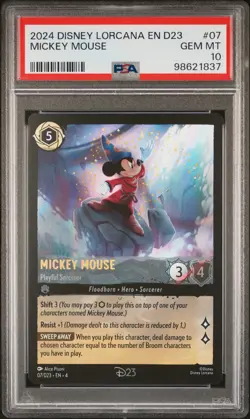 2024 DISNEY LORCANA EN D23-D23 EXPO PROMO MICKEY MOUSE - PLAYFUL SORCERER PSA 10 - Image 1