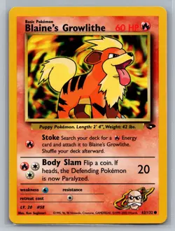 Blaine's Growlithe Gym Challenge #062/132 Common Pokemon Card - Image 1