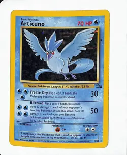 Articuno 2/62 Pokemon TCG Fossil Holo Foil Rare Vintage Card Heavily Played - Image 1