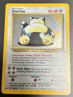 Pokemon Card Snorlax Jungle Set Holo Rare 11/64 WOTC 1999 Vintage - Image 1