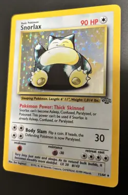 Pokemon Card Snorlax Jungle Set Holo Rare 11/64 WOTC 1999 Vintage - Image 3