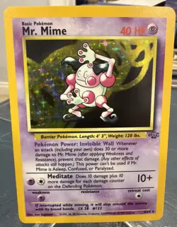 Pokemon TCG Mr. Mime Jungle Holo Card 6/64 1999 Unlimited Rare - Image 1