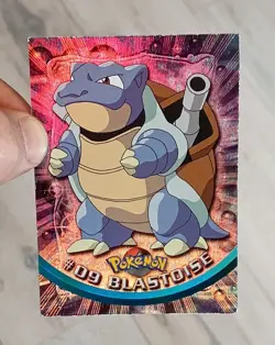 Blastoise Rainbow & Flame Textured Holo Foil Topps Series 1 Pokemon Card - Image 1