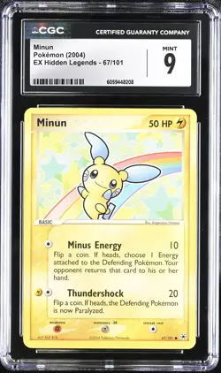 CGC 9 Minun 67/101 EX Hidden Legends 2004 Pokemon Card - Image 1