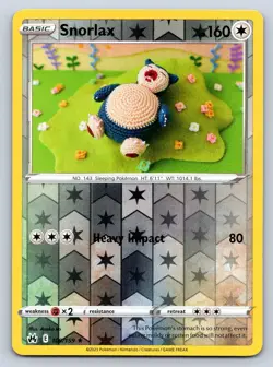 SNORLAX 109/159 RARE CROWN ZENITH POKEMON REVERSE HOLO NM - Image 1