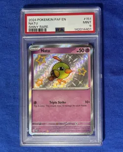 2024 Pokemon Paldean Fates #151 Natu Mint Shiny Rare PSA 9 - Image 1