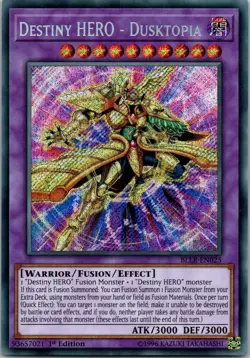 Yugioh Destiny HERO - Dusktopia BLLR-EN025 1st Edition Secret Rare NM - Image 1