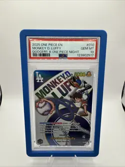 2025 ONE PIECE PROMOS DODGERS X ONE PIECE NIGHT #010 MONKEY D. LUFFY PSA 10 - Image 1