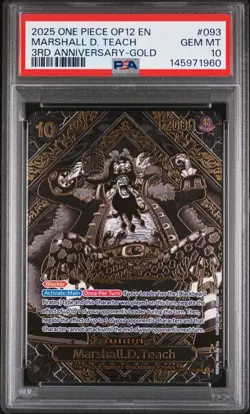 2025 ONE PIECE OP12-LEGACY OF THE MASTER 3RD ANV-GOLD MARSHALL D. TEACH PSA 10 - Image 1