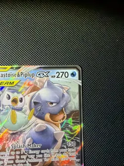 Pokemon Blastoise & Piplup GX TAG TEAM Holo 38/236 Cosmic Eclipse Card - Image 4