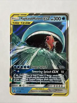 Pokemon Magikarp & Wailord GX SM166 Holo Card Full Art Tag Team Full Art - Image 1