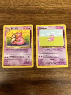 Vintage Pokemon TCG Set Of 2 Cards - Fossil - Slowbro & Slowpoke - Image 1