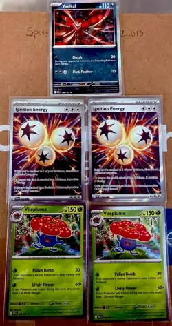 Pokemon Card Lot Holo/Reverse Rare Vileplume x2 Ignition Energy x2 Yveltal NM-MT - Image 1