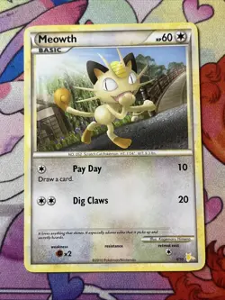 Meowth 4/30 Raichu Trainer Kit Pokemom Card LP HGSS - Image 1