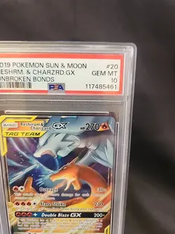2019 POKEMON SUN & MOON UNBROKEN BONDS #20 RESHIRAM & CHARIZARD GX PSA 10 - Image 4