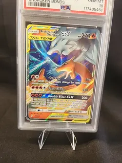 2019 POKEMON SUN & MOON UNBROKEN BONDS #20 RESHIRAM & CHARIZARD GX PSA 10 - Image 5