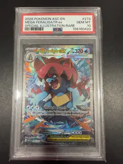 Pokemon Mega Feraligatr ex #274 Ascended Heroes Special Illustration Rare PSA 10 - Image 1