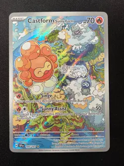 Pokemon Castform Sunny Form Illustration Rare SV08: Surging Sparks 195/191 NM - Image 1