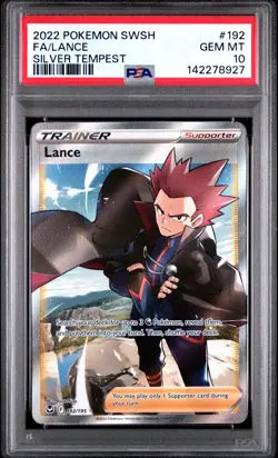 2022 POKEMON SWORD & SHIELD SILVER TEMPEST #192 FULL ART/LANCE PSA 10 - Image 1