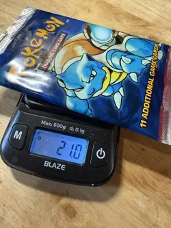 Factory Sealed HEAVY 21.0g Pokemon 1999 Base Set Blastoise Pack HEAVY - Image 1