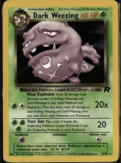 Dark Weezing 31 Rare Team Rocket 31/82 Grass Unlimited Pokemon Card - Image 1