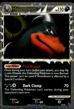 Houndoom 82/90 HGSS Undaunted Prime Rare LP Pokemon 2010 - Image 1