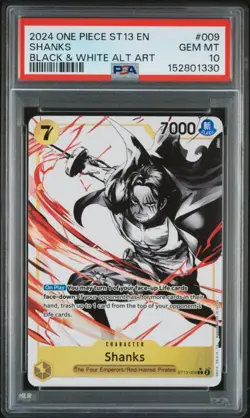2024 One Piece ST13 English SHANKS Black & White Alternate Art PSA 10 #009 - Image 1
