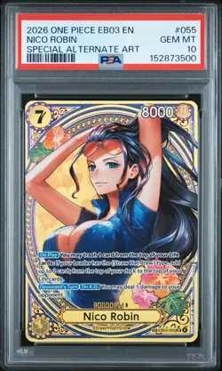 2026 One Piece EB03 EN Nico Robin Special Alternate Art #055 PSA 10 GEM MINT - Image 1