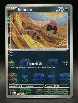Pokemon TCG Sandile 057/086 Master Ball Holo Scarlet & Violet Black Bolt NM/M - Image 1