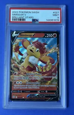 2022 Pokemon SWSH Simisear V Brilliant Stars #027 PSA 9 MINT - Image 1